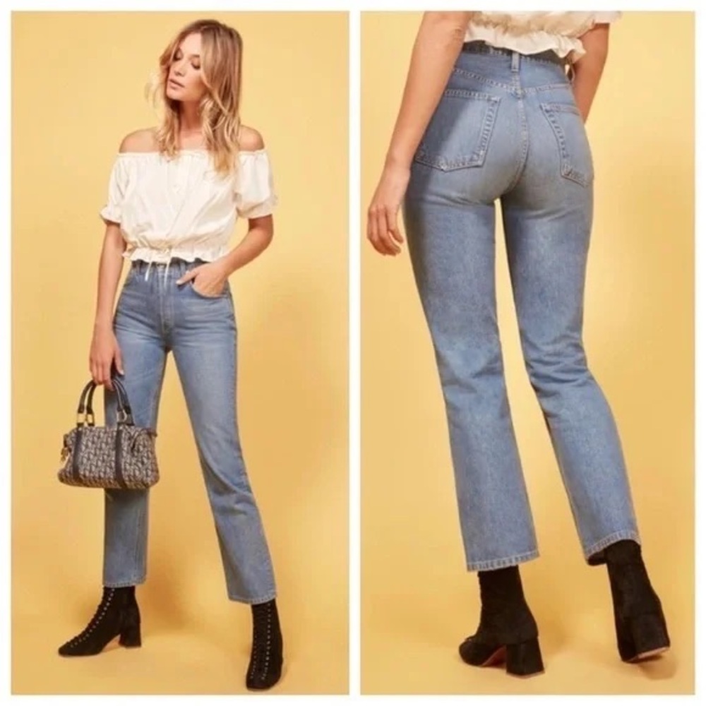 Reformation Cynthia High Rise Relaxed Jeans in Aegean - Women’s 23